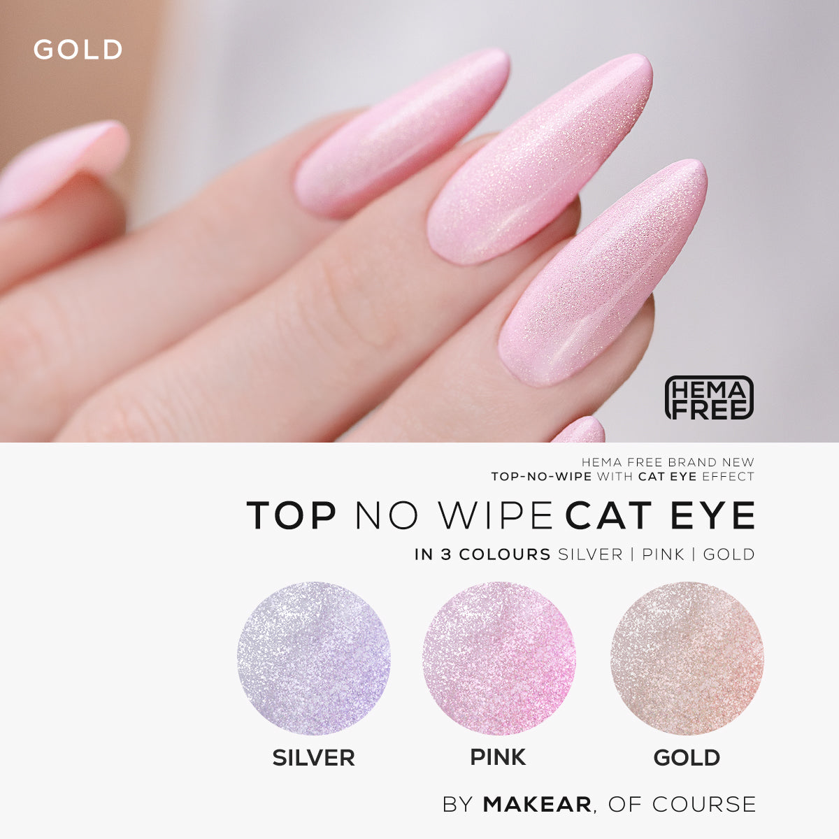 Top No Wipe Cat Eye Pink - 8ml - MakeAR™